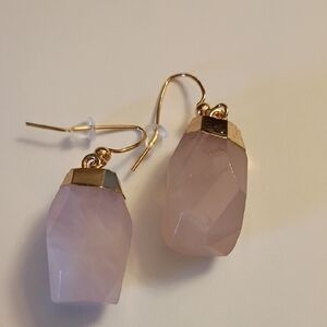 Chic Gold and Pink Stone Earrings